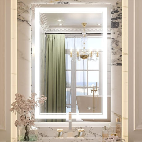 36 x 36 Inch LED Bathroom Mirror, Square LED Vanity Mirror with Lights, Wall Mounted Anti-Fog Memory Dimmable Front Lighted