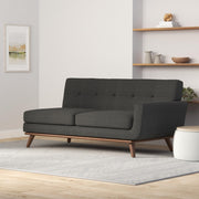 Engage Right Arm Loveseat in Mid-Century Modern Upholstered Fabric Gray