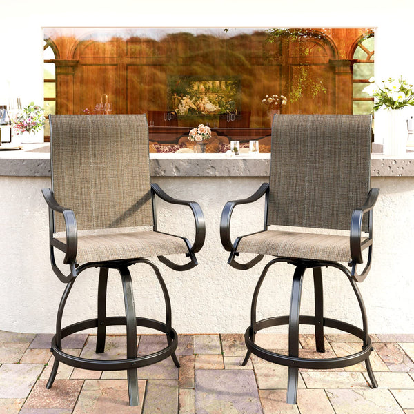 Patio Counter Height Sling Fabric Bar Chairs Set of 2