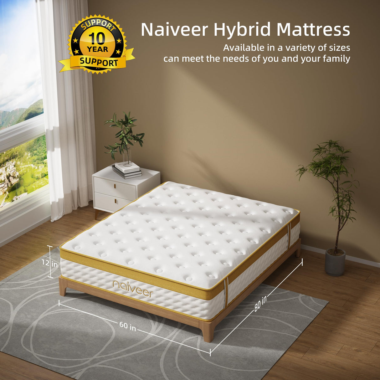 Cooling Gel Memory Foam Hybrid Mattress, 12 Inch Queen Size Mattress in A Box