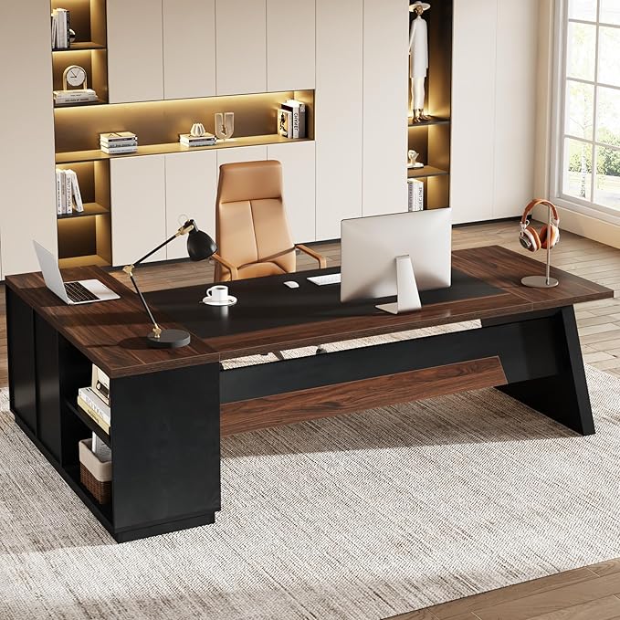78" L-Shaped Executive Desk, Large Modern Office Desk