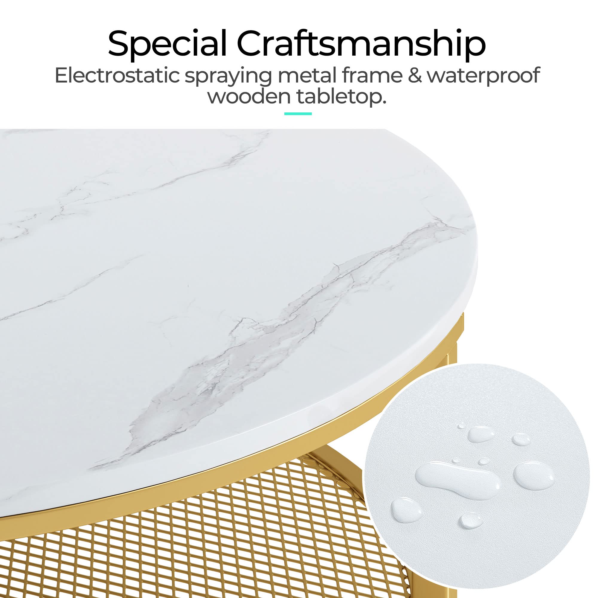 Home Round Coffee Table Set of 3 for Living Room, Modern Coffee Table