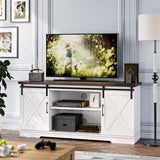 Farmhouse TV Stand for 65 Inch TV, Entertainment Center with Storage and Sliding Barn