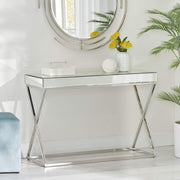 Nikita Modern Glam Console Table with Mirror Tabletop, Silver