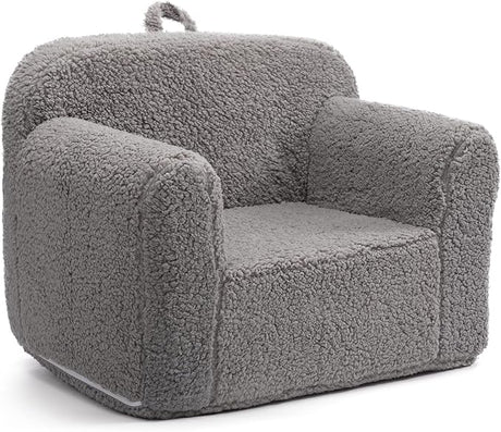 Kids Ultra-Soft Snuggle Foam Filled Chair, Toddler Cuddly Sherpa Reading Couch for Boys