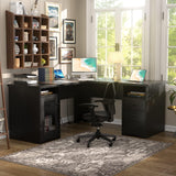 L Shaped Office Desk with Drawer, 60 Inch Computer Desk with Power