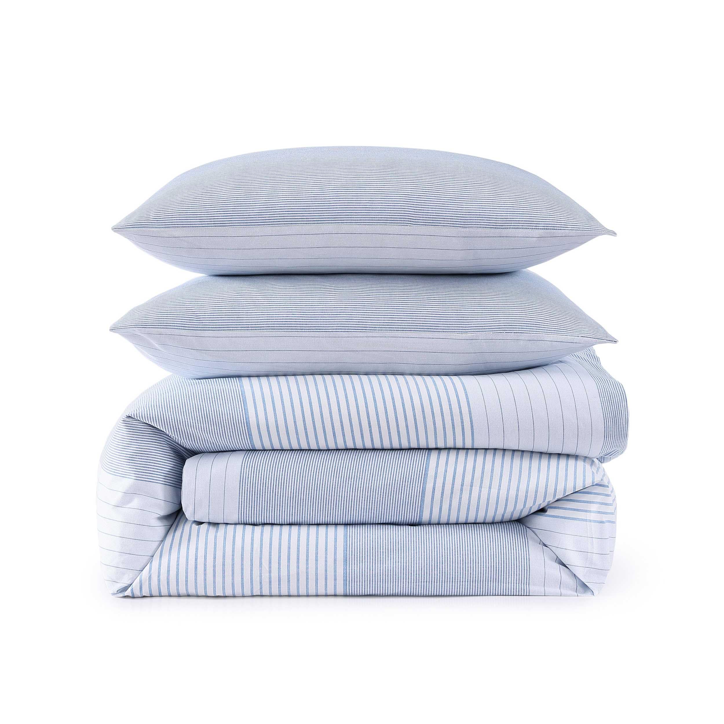 King Comforter Set - Modern Stripe White with Matching Sham