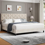 Queen Bed Frame with Adjustable Headboard Upholstered Bed Frame Platform