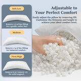 COZSINOOR Side Sleeper Pillows Queen Size Set of 2 for Sleeping - Crescent Adjustable Shredded Memory Foam Pillows 2 Pack, Cooling Bed Pillow for Back and Stomach Sleepers, Breathable Washable Cover
