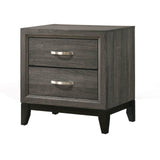 Two Drawer Nightstand with Tapered Feet, Gray