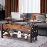 Lift Top Coffee Table, 47.5 in Rectangle Coffee Table with Extra Storage Pockets, Pop Up