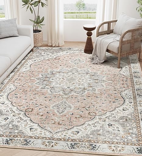 Washable Rug 8x10 Area Rugs for Living Room - Stain Resistant Non-Slip