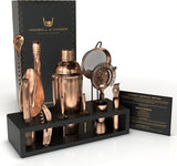 13-Piece Cobbler Cocktail Shaker Set: Black Polished Stainless Steel Bartender Kit For