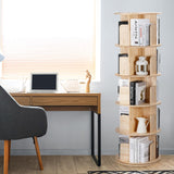 Bookshelf Tower, 5 Tiers Floor Standing Bookcase Storage Rack, 360 Display Round