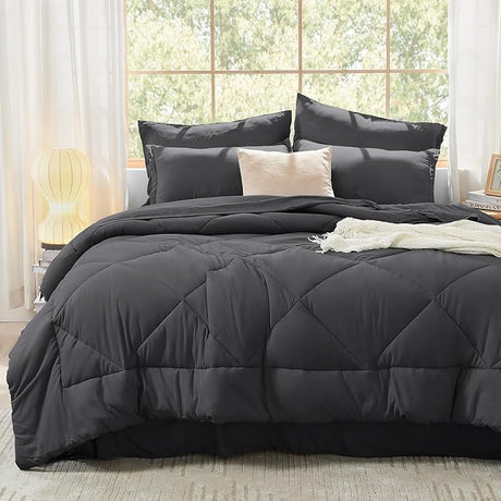 Queen Comforter Set with Sheets Olive Green - 7 Pieces Bed in a Bag Queen Size Beddding Sets,