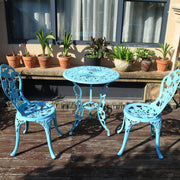 Outdoor Furniture Bistro Set with Rose Pattern 1 Table 2 Chairs for Garden Patio