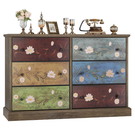 47.5’’ Wide Dressers & Chests of Drawers, 6 Drawer Dresser Boho Dresser TV Stand,