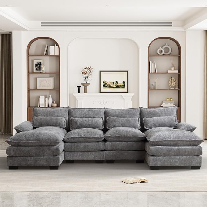 Modern Chenille Modular Comfy  Sofa Cloud Couch for Living Room