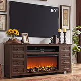 Fireplace TV Stand for TVs up to 80 Inches with 36" Electric Fireplace, 31" Farmhouse