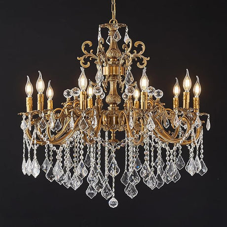 15 Light Classic Vintage Crystal Candle Chandeliers for Living Room Dining Room Foyer