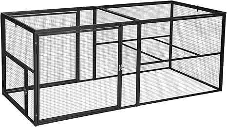 71" Chicken Coop Run Extension Metal Frame with Perches, Outdoor Rabbit Run