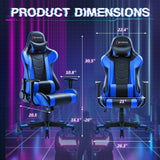 Ergonomic Gaming Chair with Lumbar Support - Blue Racing Style