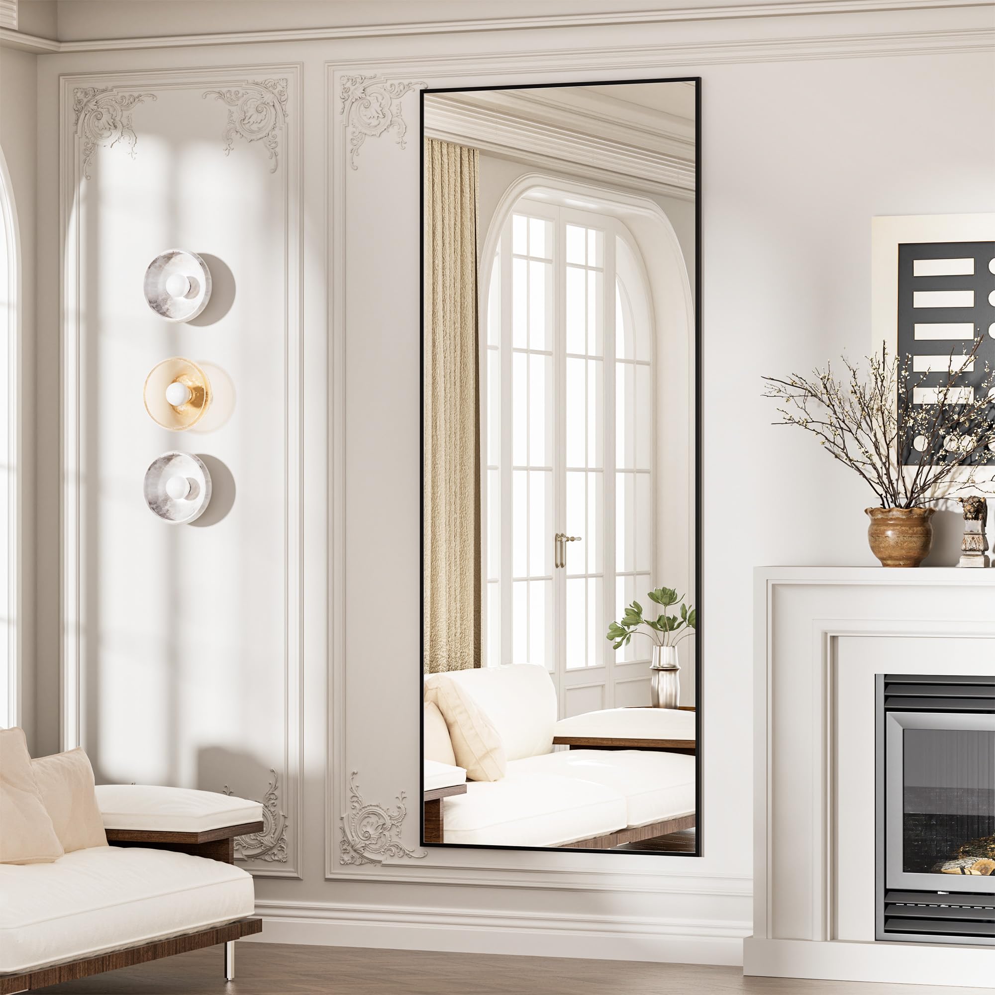 81" x 43" Full Length Floor Mirror - Standing Square Body Mirror with Distortion-Free Glass