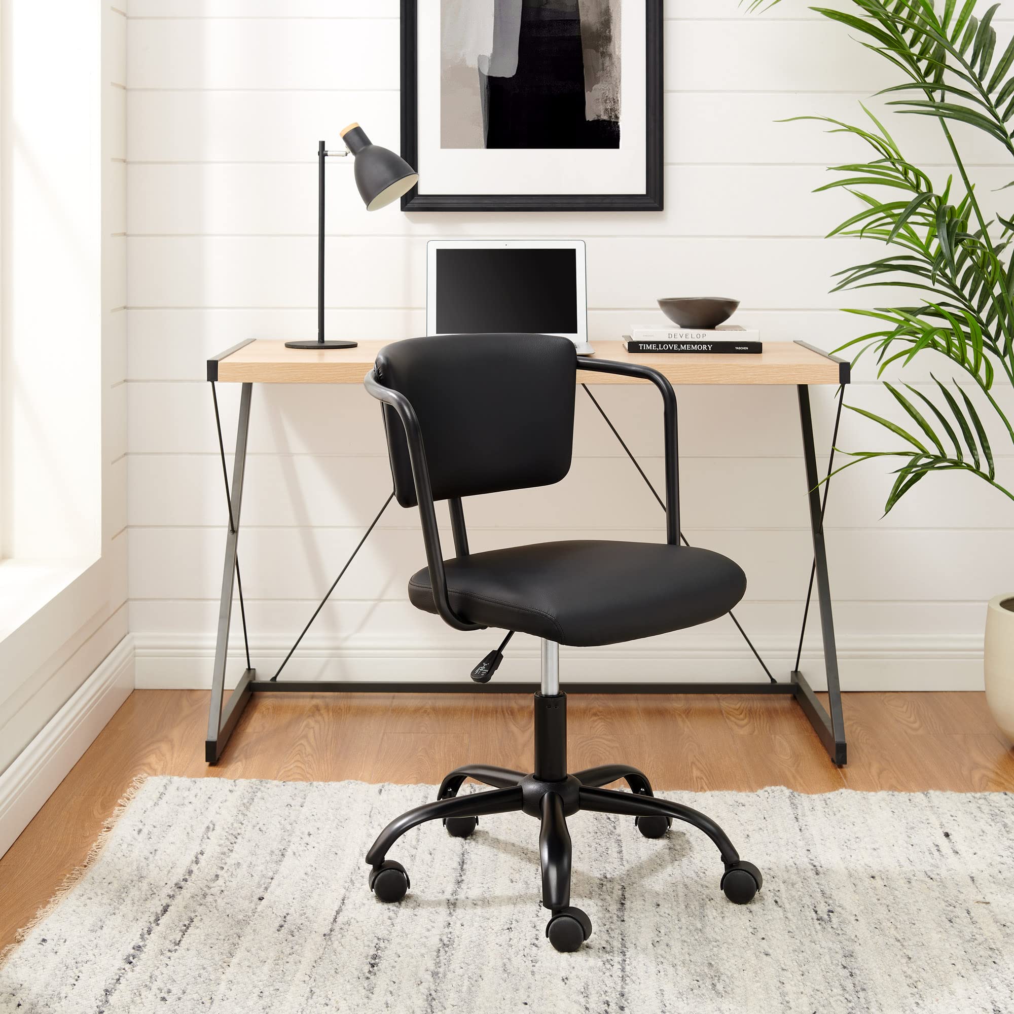 Heyden Modern Adjustable Swivel Desk Chair, 22 Inch, Black