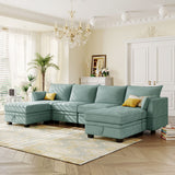 115.1" Large Modular Sectional Sofa, Convertible U Shaped Couch with Storage Seat