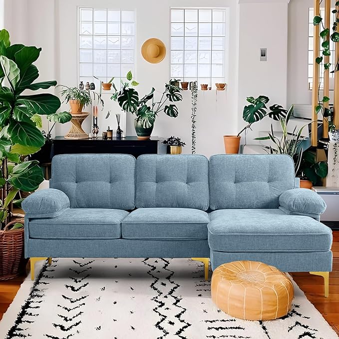 82" Sectional Couch w/Chaise, Chenille Small L Shape Sofa Couch