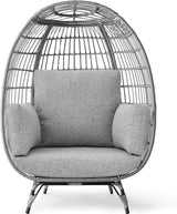 Wicker Egg Chair, Oversized Indoor Outdoor Lounger for Patio, Backyard