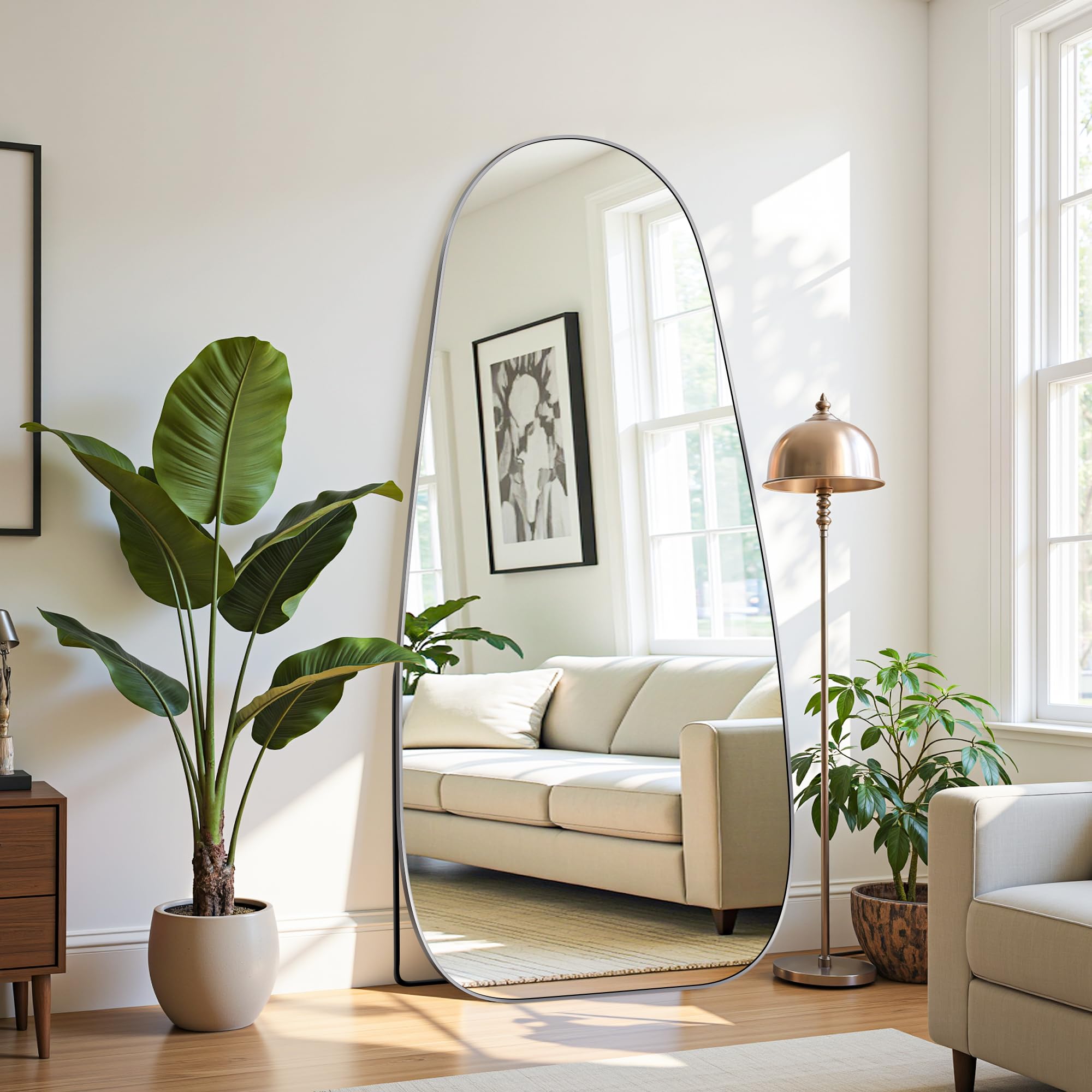 68×26 Teardrop Floor Mirror with Stand