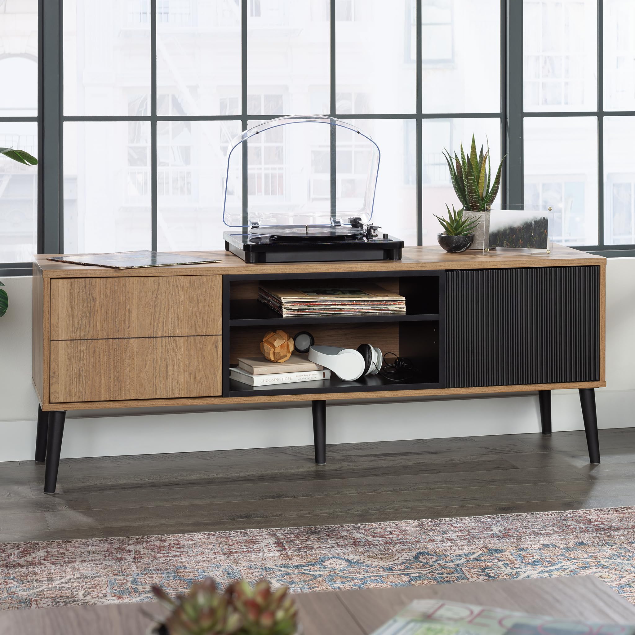 Ambleside Modern TV Credenza, L: 55.91" x W: 15.67" x H: 20.87", Serene Walnut