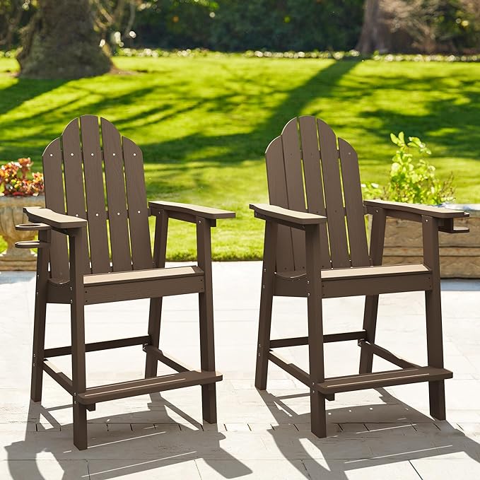 Tall Adirondack Chairs Set of 2, Recycled Poly Adirondack Chair Bar stools