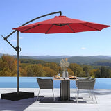 Offset Patio Umbrella - w/Base, Cantilever Offset Hanging Patio Outdoor Market Umbrella