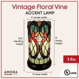 Floral Vine Decorative Desk Lamps - White Yellow Tiffany Accent Lamp