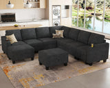 Belffin Modular Sectional Sofa Couch with Storage U Shape Convertible Corner Couches for Living Room Dark Grey Couch