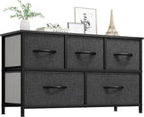 Wide Storage Tower with 5 Drawers - Fabric Dresser