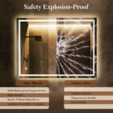 LED Bathroom Mirror 24x32 - Dimmable, Anti-Fog, Hand Wave Control