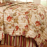 Modern Farmhouse Floral 4-Piece Reversible Quilt Bedspread Set, King, Papaya