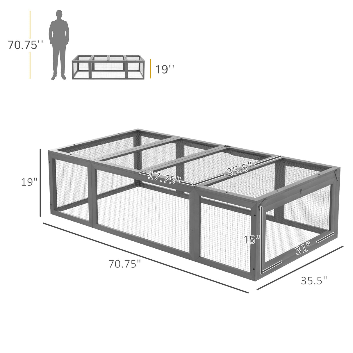 Large Wooden Rabbit Hutch Bunny Hutch Small Animal Habitat Enclosure Outdoor Run