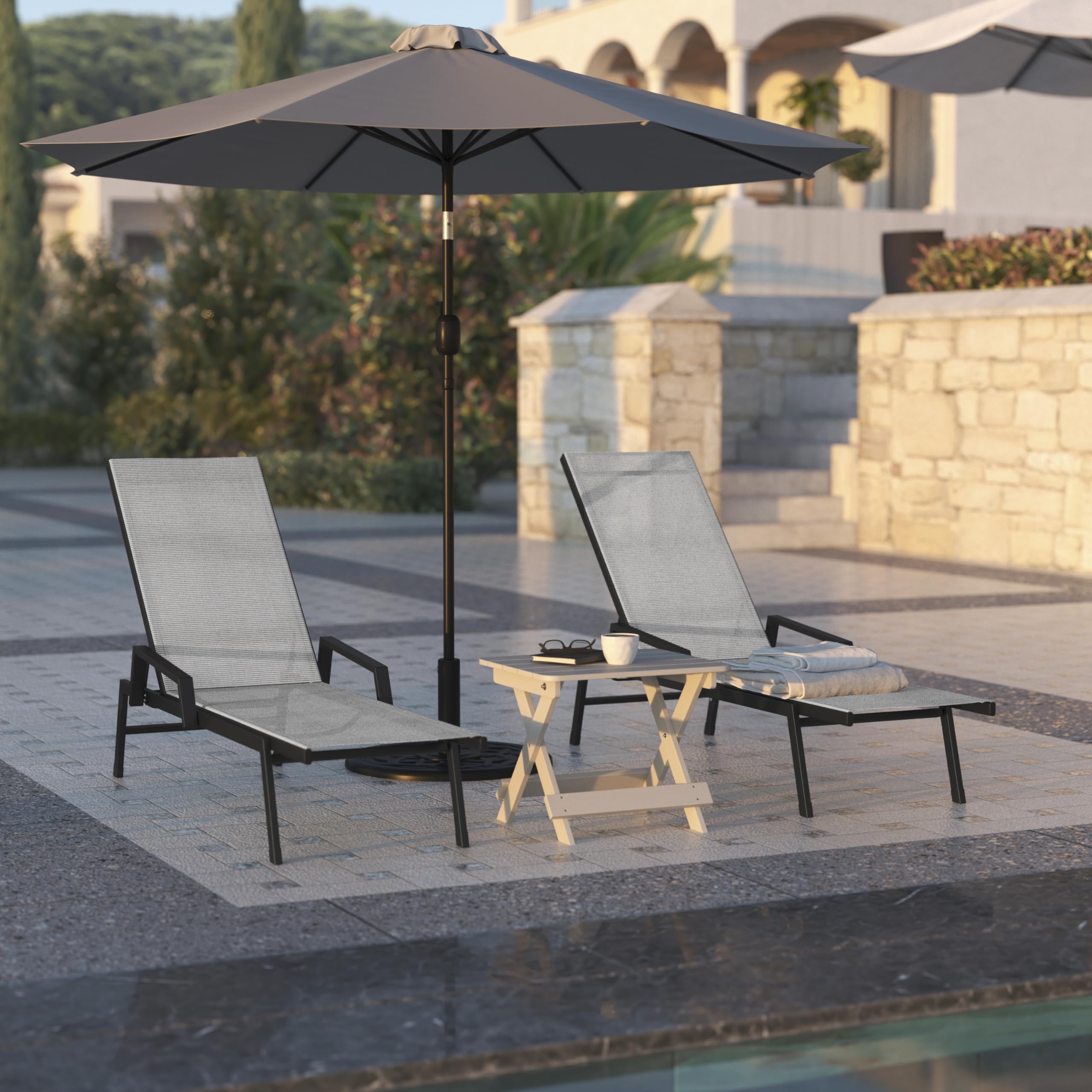 Brazos Adjustable Chaise Lounge Chair with Arms