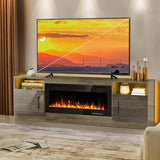 Fireplace tv Stand with 36 inch Fireplace Up to 80" TVs,LED Light Entertainment Center