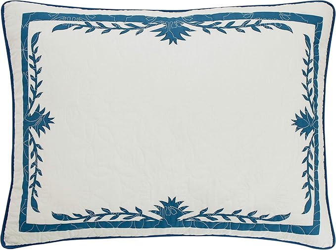 King Quilt, Soft Cotton Bedding, Coastal Home Decor, Oeko-Tex Certified (Aloha Pineapple Blue, King)