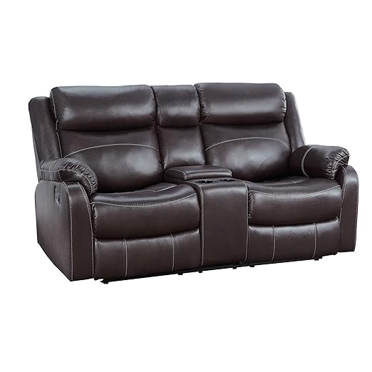 70" Microfiber Double Reclining Loveseat W, Dark Brown