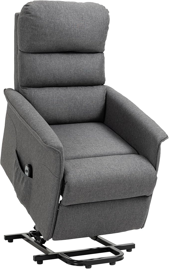 HOMCOM Power Lift Recliner Chair for Elderly, Easy Assembly, Fabric Lift Chair for Adults, Recliner Sofa with Remote Control, Side Pockets for Living Room, Gray