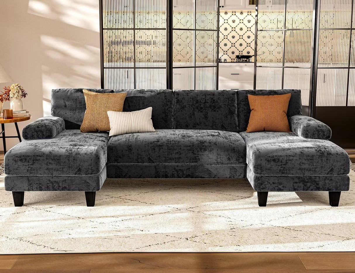 U Shaped Sectional Couches for Living Room, 111 Inch Modular Sofa with Double Chaise