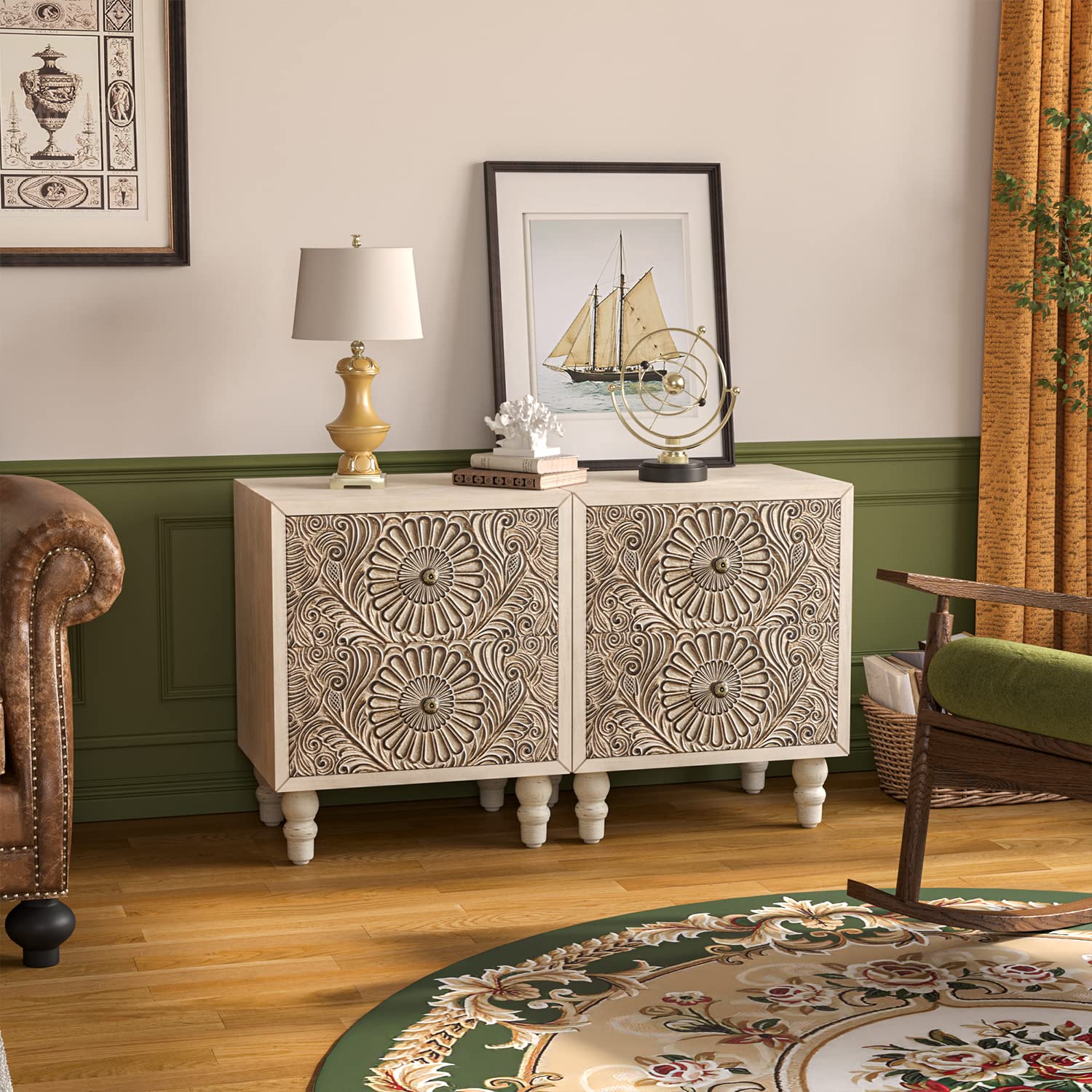 2 Pieces Nightstand,  MDF End Table
