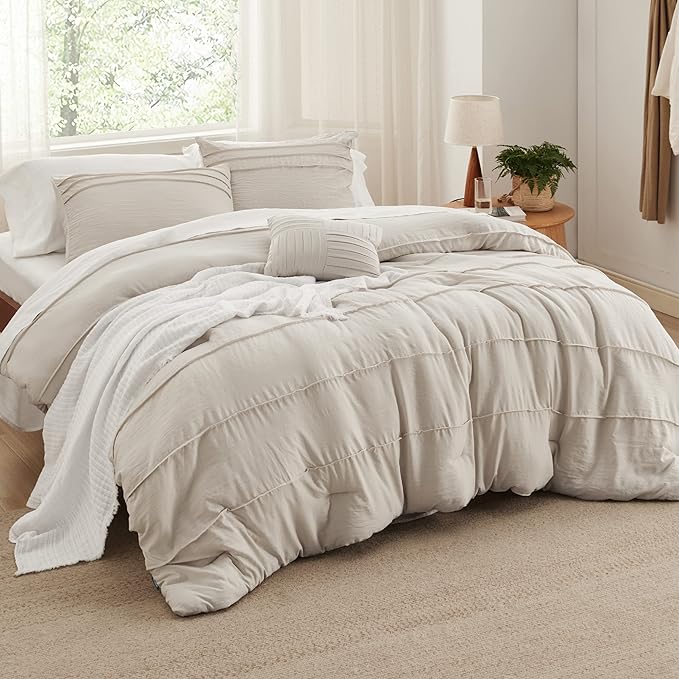 Sage Green California King Comforter Set - 4 Pieces Pinch Pleated Bed Set