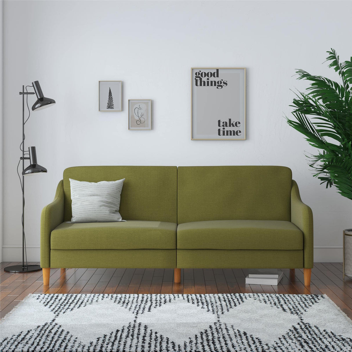 Jasper Coil Futon, Green Linen, Twin